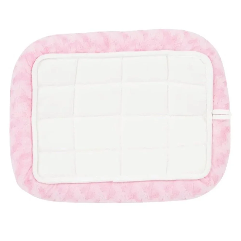 MidWest Quiet Time Fashion Plush Bolster Dog Crate Mat, Pink